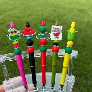 2/$14 silicone beaded pens - summer themed